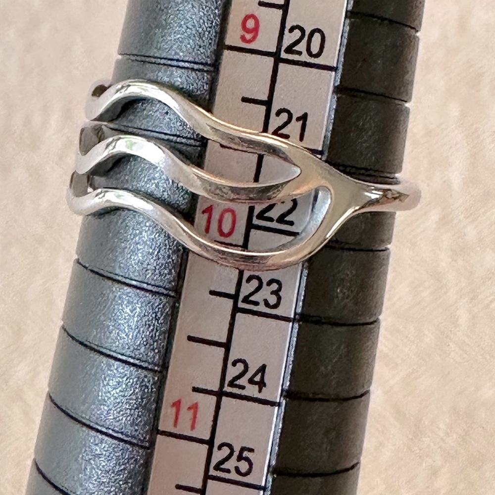 Sz 10 Triple Wave Layered Ring Stainless Steel Waterproof Organic Look Unisex - Picture 8 of 8
